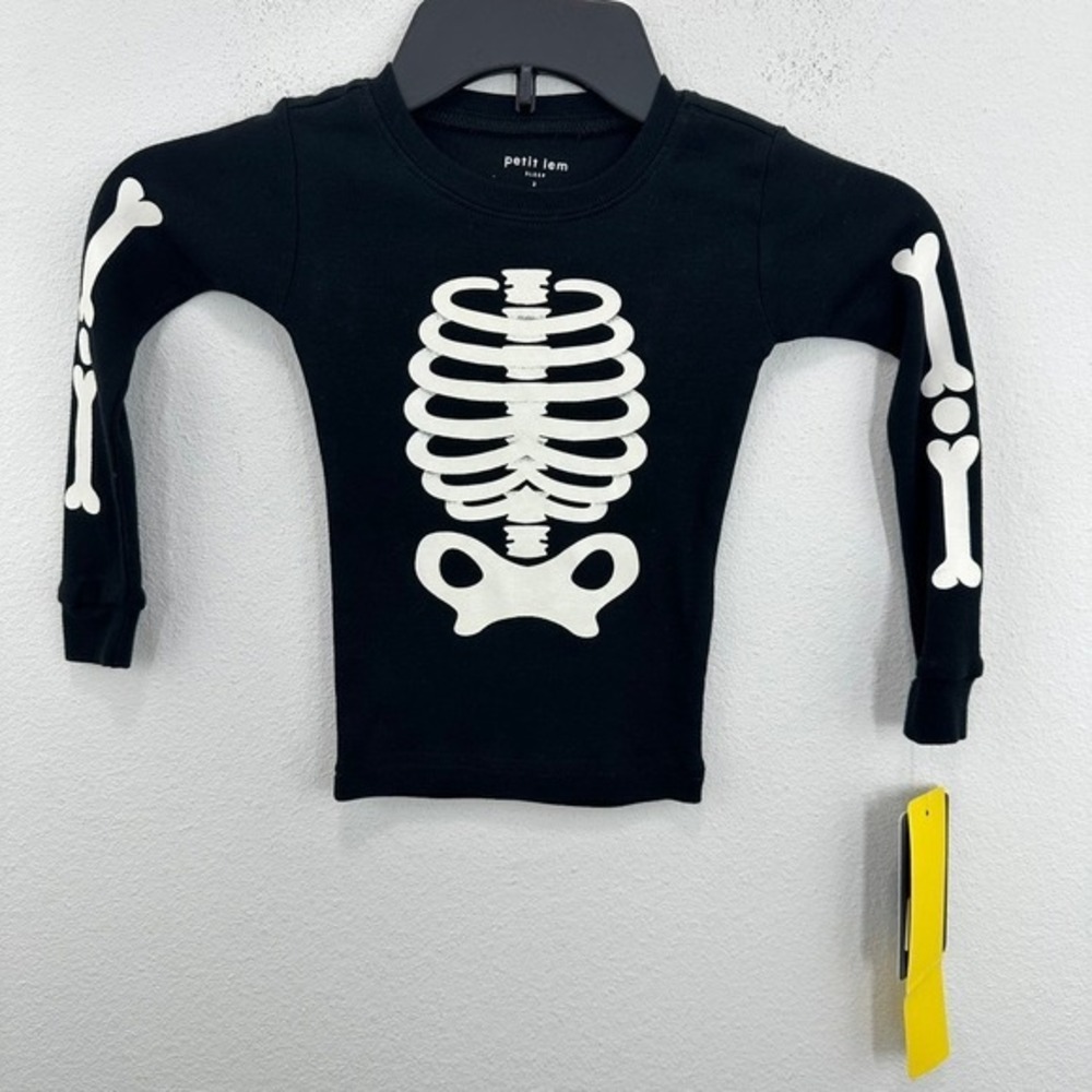 Petit Lem Sleep Halloween Skeleton Glow In The‎ Dark Pajama Top - Size 2 NWT